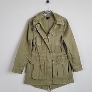 J Crew Utility Jacket Olive Hooded Size Petite Small